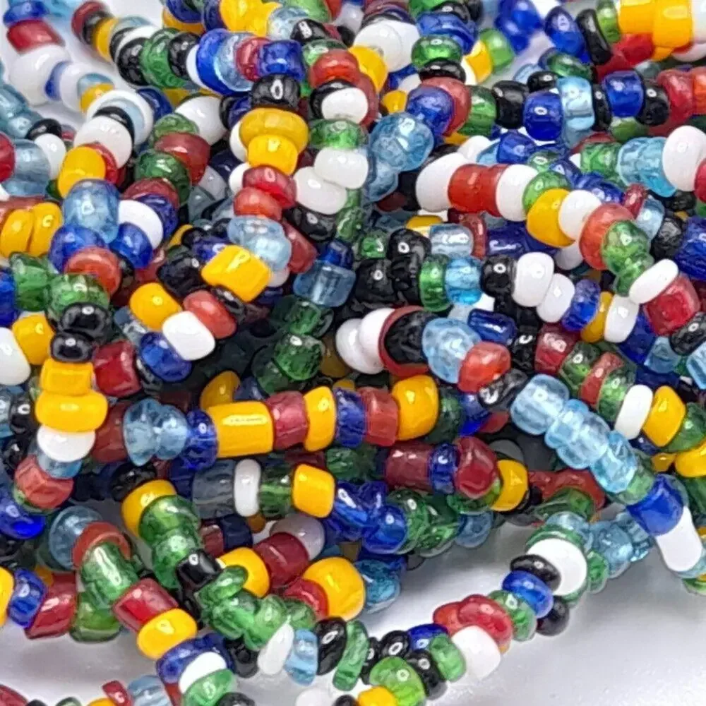 Vintage Multi-strand Glass Bead Necklace, Bohemian 28 Strands, 33 Inches